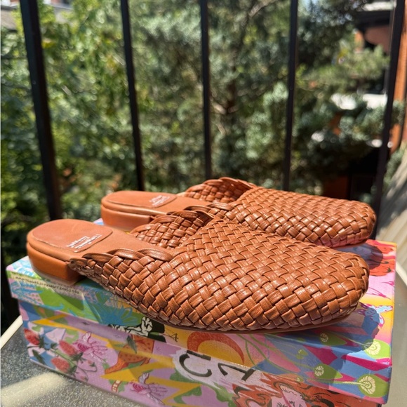New Jeffrey Campbell Interweave Kitten Heel Woven Mule Sandal Shoes Brown 10 - Picture 12 of 15